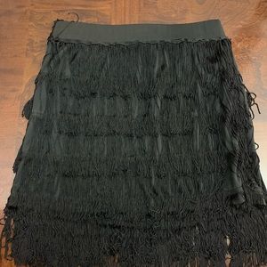 Black fringe mini skirt